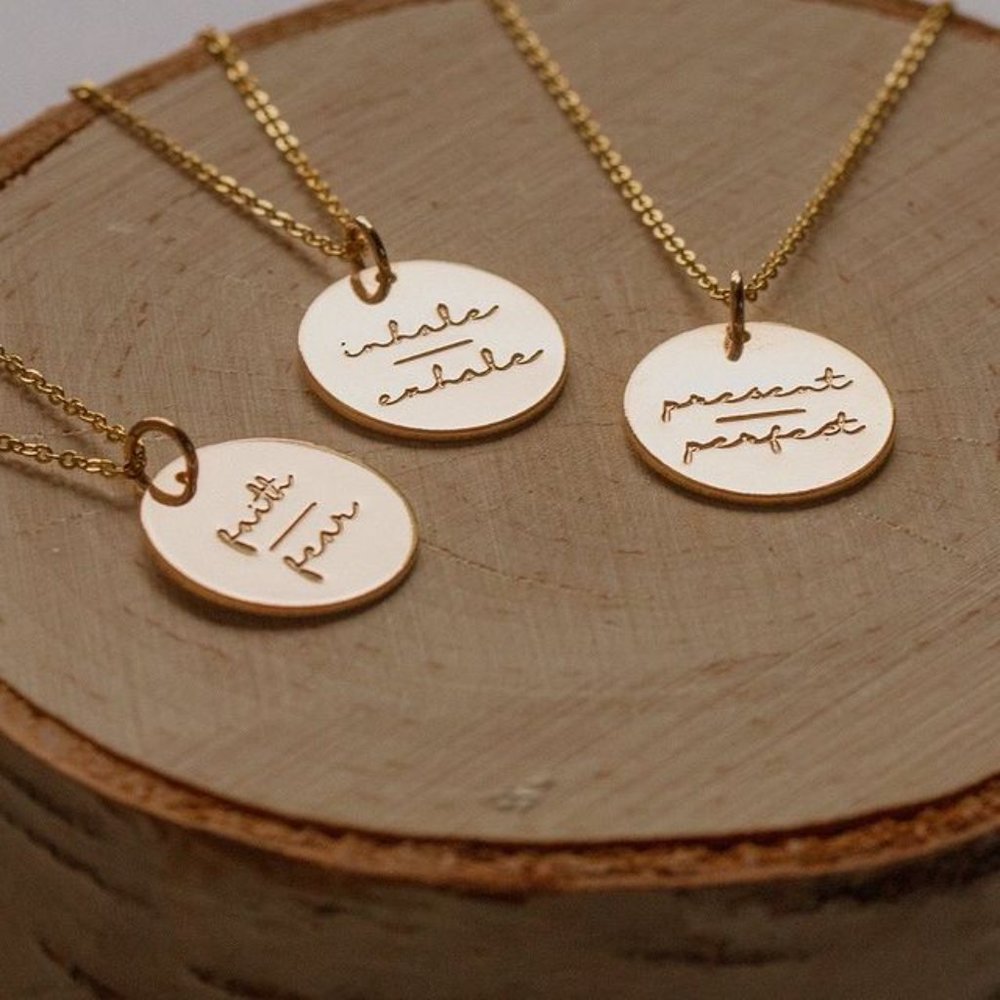 Faith | Fear Spiritual Peace Mantra Charm Necklace - Picture 5 of 15